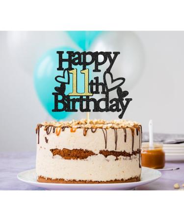 Sumerk Glitter Happy 11th Birthday Cake Toppers 11th Cake Topper 11th Birthday Cake Decorations Party Supplies for Boys Girls - Pack of 1 - Buy Online on GoSupps.com