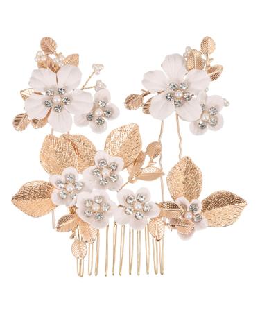 NUSITOU 1 Set Leaves and Flowers Hair Comb Flower Hair Clips for Women Hair Accessories for Bridesmaids Bridal Hair Accessories Decorative Hair Combs Flower Hair Accessories Hair Comb Clip
