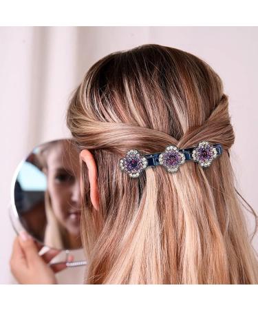 Sparkling Crystal Stone Braided Hair Clips for Women - 4-Pack Stylish Hair Accessories with Four-Leaf Clover Design - Buy Online on GoSupps.com