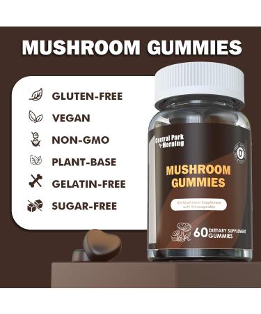 Central Park Morning Mushroom Gummies, 10 Blend - Lion's Mane, Turkey Tail, Reishi, Chaga, Cordyceps Mushroom with Ashwagandha, Brain Supplements for Memory and Focus - Buy Online on GoSupps.com