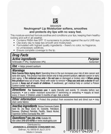Neutrogena Lip Moisturizer SPF 15 - 2 Pack | Hydrating Lip Balm for Soft, Smooth Lips - Buy Online on GoSupps.com