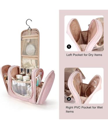 BAGSMART Travel Toiletry Bag for Women - Water-resistant Cosmetic Makeup Organizer with Hanging Hook, Pink - Medium - Buy Online on GoSupps.com