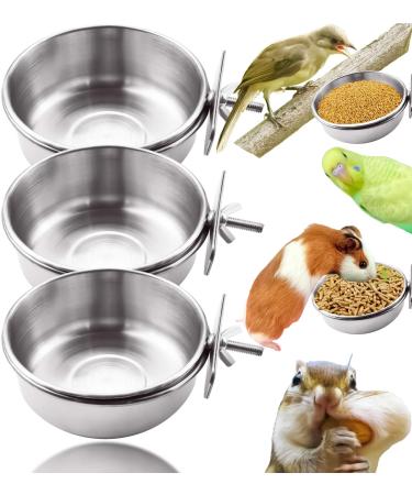 MotBach 3 Pieces Stainless Steel Bird Feeding Dish Cups, Bird Feeder Parrot Food Water Bowls with Clamp, Pet Cage Cups Holder for Bird Parrot Cockatiel Conure Budgies Parakeet Small Animal - Buy Online on GoSupps.com