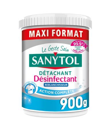 Sanytol - Bleaching Disinfectant Stain Remover Powder - 900g - Bactericide Virucidal - Bleach Free - Preserves Fibers and Co