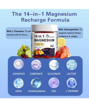 Magnesium 14-in-1 Complex Gummies with Ashwagandha & L-Theanine Zinc | Deep Clamly Magnesium Glycinate Gummies Stress Relief & Calm Support Formula | Vegan Sugar-Free Supplement 90 Count - Buy Online on GoSupps.com