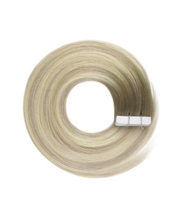 Youngsee Real Hair Extensions Tape Ombre 55cm - Ash Blond Balayage & Platin Blond Remy Tape Ins (20 Pcs 50g) - Premium Quality Hair Extensions - Buy Online on GoSupps.com