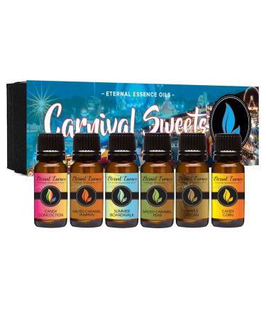 Carnival Sweets - Gift Set of 6 Premium Fragrance Oils - Candy Corn, Salted Caramel Pumpkin, Candy Concoction, Summer Boardwalk, Spiced Caramel Pear and Maple Pecan - Eternal Essence Oils