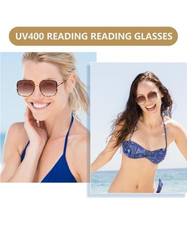 Shop Kaeoisfu Oversized Quadratic UV400 Reading Sunglasses for Women - Large Anti-UV Fashion Sun Readers in Multi-Color Brown Lentils 2.0 Diopters - Buy Online on GoSupps.com