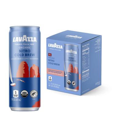 Lavazza medium roast Organic Nitro Cold Brew Coffee, (Pack of 4 Cans / 7 Fluid Ounce Each) Nitro Cold Brew 8 Fl Oz (Pack of 4)