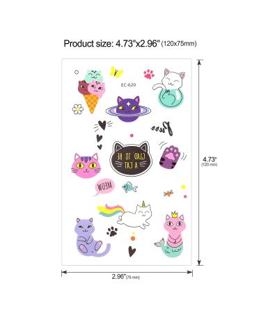 Konsait Cute Kitty Cat Temporary Tattoos for Girls, Kids, and Women - 180pcs | Waterproof Body Art Stickers for Birthday Parties and Goodie Bags - Buy Online on GoSupps.com
