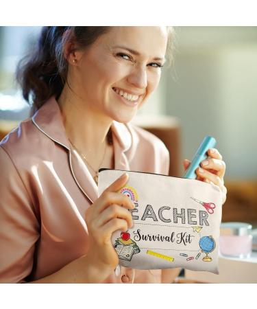 Personalized Teacher Survival Kit - 3 Piece Makeup Bags | Unique Gifts for Teachers | Classroom Cosmetic Bags - Buy Online on GoSupps.com