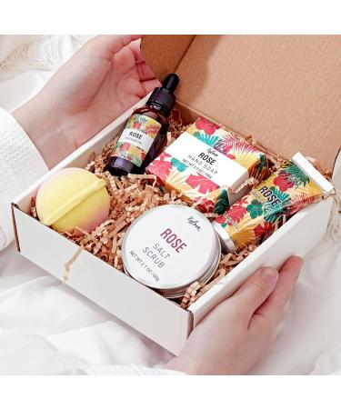 5-Piece Women's Bathroom Set - Mother's Day Gift Spa Beauty Set Rose Fragrance Travel Size | Birthday Present with Bath Salts & Bombs - Buy Online on GoSupps.com