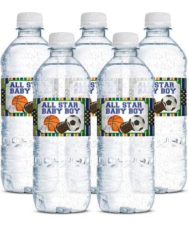 All Star Baby Boy Sports Themed Baby Shower Water Bottle Sticker Wrappers - Set of 20, 1.75 x 8.5 Labels by AmandaCreation - Buy Online on GoSupps.com