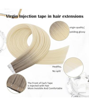 Buy Moresoo Virgin Tape-In Hair Extensions | Ash Blonde to Platinum Ombre | 50cm Real Hair | 5PCs #19T60 - Buy Online on GoSupps.com
