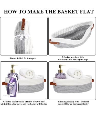 HLWDFLZ Bathroom Countertop Organizer Basket - Cotton Rope Woven Storage Basket for Bathroom, Bedroom, Living Room, Entryway - White/Gray - Buy Online on GoSupps.com
