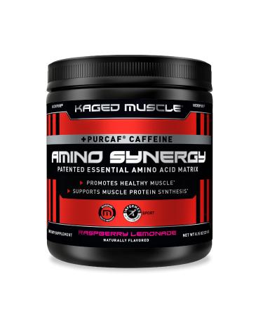 Kaged Muscle Amino Synergy - Vegan BCAA + EAA Powder, Premium Vegan Branched Chain Amino Acid and Essential Amino Acid Supplement with Coconut Water, Raspberry Lemonade, 30 Servings Raspberry Lemonade + Caffeine