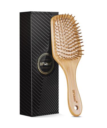 BFWood Bamboo Paddle Hairbrush with Bamboo Bristles for Massaging Scalp pin bristle