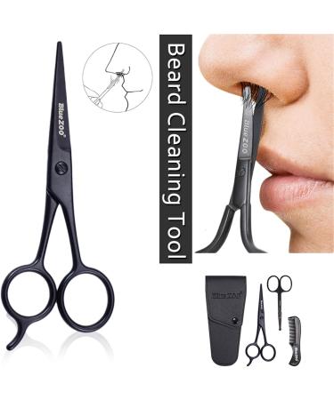 Beard Scissors/Nose Scissors/Mustache Comb Multi Functions Grooming Kit Gift Set Beard Trim Scissor Kit Trimming Nasal Hair for Men with Storage Bag (Black) - Buy Online on GoSupps.com