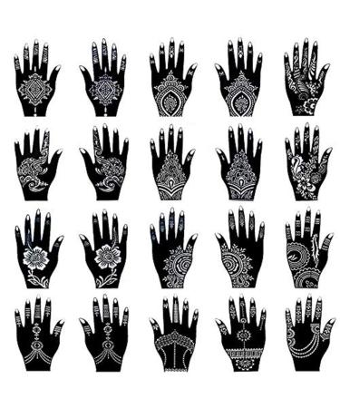 XMASIR Henna Tattoo Stencil Kit/Temporary Tattoo Template Set of 20 Sheets, Indian Arabian Tattoo Stickers Mehndi Stencils for Hand Body Art 20pcs-2