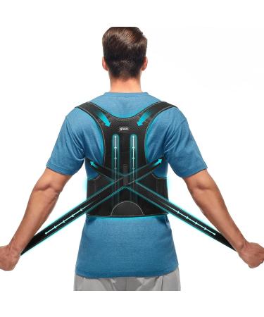 Posture Corrector Back Brace for Men & Women - Adjustable Breathable Full Back Support for Pain Relief - Fits Neck Shoulder Clavicle Upper & Lower Back - Black Large - Buy Online on GoSupps.com