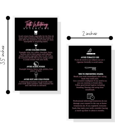 Teeth Whitening Aftercare Cards 50 Pack 2x3.5 inch | Kit Supplies - Black Neon Pink Design - Buy Online on GoSupps.com