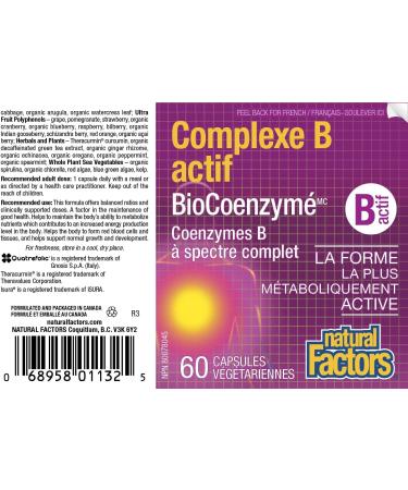 Natural Factors BioCoenzymated B Complex - 60 Vegetarian Capsules | Premium Energy Support - Buy Online on GoSupps.com