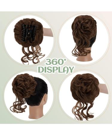 S-Noilite Messy Bun Hair Piece Claw Clip Updo Chignon Curly Wavy Scrunchies Synthetic Ponytail - Light Brown 12 - Buy Online on GoSupps.com