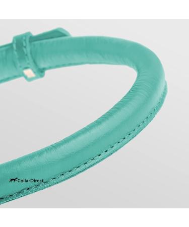 Collardirect Round Leather Dog Collar | Soft Padded Handmade Real Leather for Dogs & Cats | Adjustable 40-45 cm in Black Pink Red Purple Blue Mint Green - Buy Online on GoSupps.com