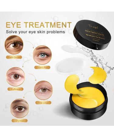 TMESL Under Eye Patches - 30 Pairs 24K Gold Anti-Aging Eye Masks with Hyaluronic Acid and Collagen for Dark Circles, Puffiness & Wrinkles - Deeply Hydrating Eye Treatment - Buy Online on GoSupps.com