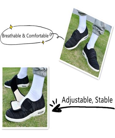 ZGDG Women's Diabetic Shoes | Wide Width Adjustable Closure for Edema Swollen Feet Plantar Fasciitis Arthritis | Size 8 Black Gray - Buy Online on GoSupps.com