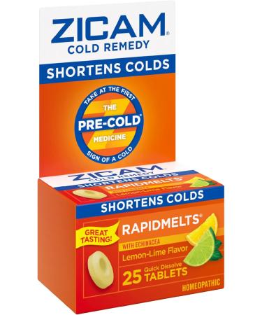 Zicam Cold Remedy Zinc Rapidmelts Lemon-Lime with Echinacea 25 Count - Fast Relief for Colds | Pack of 1 - Buy Online on GoSupps.com