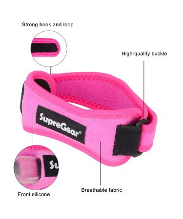 Supregear Patellar Tendon Stabilizer (2 Pack) - Adjustable Knee Support Strap for Running Hiking Soccer Basketball & More | Pink Knee Brace - Buy Online on GoSupps.com