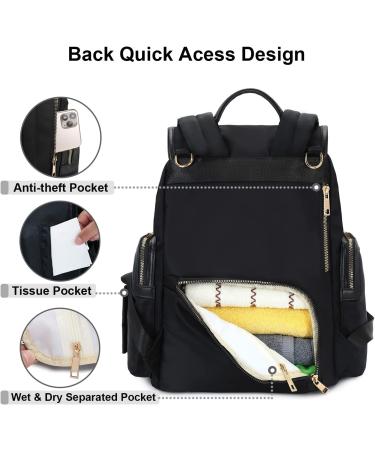 Diaper Bag Backpack TERZINI BEAR Diaper Bags for Baby Boy Girl with USB Charging Port Changing mat Stroller Hooks (Black) - Buy Online on GoSupps.com