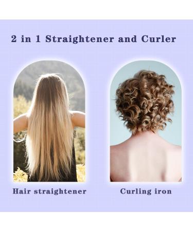 2 in 1 Ceramic Flat Iron & Curler - Professional Titanium Hair Straightener Fast Heating 0.8 Inch - Purple - Buy Online on GoSupps.com