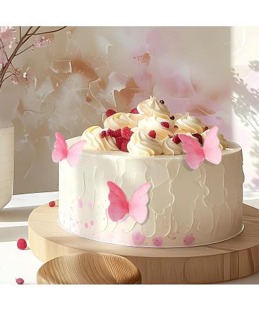 CREECHWA Edible Butterflies for Cakes Pack of 48 Cake Decorations Muffin Decorations Cupcake Toppers Pink - Buy Online on GoSupps.com