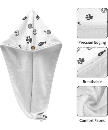 Cat's Paw & Bell Quick Dry Hair Cap Set | 2-Piece Super Absorbent Towel & Button Headband - Soft & Comfortable for All Hair Types - Buy Online on GoSupps.com
