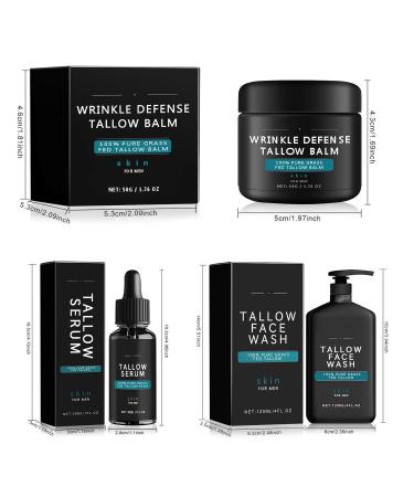 3Set Wrinkle Defense Tallow Balm - Men's Skin Care Kit | Anti-Wrinkle Moisturizer Night Serum & Face Wash - Buy Online on GoSupps.com