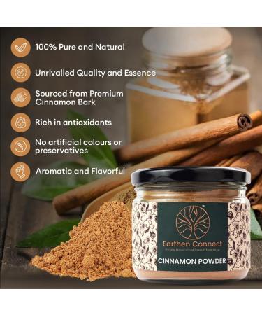 Earthen Connect Premium Grade Cinnamon Powder 150g Richly Aromatic & Finely Ground Traceable Unprocessed & Dalchini No Additives Glass Bottle - Buy Online on GoSupps.com