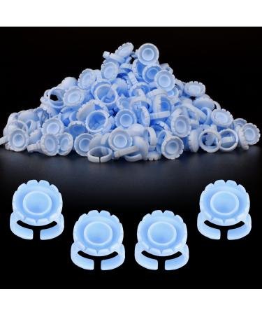 Glue Rings ANYINS 100PCS Eyelash Extensions Glue Disposable Rings for Lash Extension Supplies Lash Glue Holder Fanning Blooming Cups for Lash Glue for Eyelash Extensions(Blue)