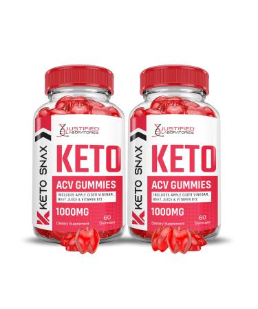 (2 Pack) Keto Snax Keto ACV Gummies Advanced Formula 1000MG Keto Snax Keto Gummies Apple Cider Vinegar Formulated with Pomegranate Beet Juice Powder B12 Vegan Non GMO 120 Gummys 60 Count (Pack of 2)