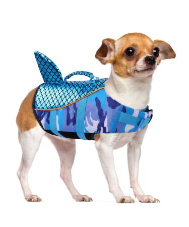 Cit toile Dog Wimming vest shark with handle and reflective life jacket for small medium and large dogs Dog Life Jacket Protect dogs when swimming in the sea/lake/river blue L blue blue camo