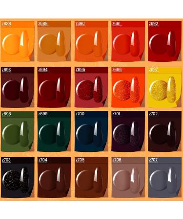 Beetles 20Pcs Dip Powder Nail Kit Starter Set - Cozy Campfire Collection for Fall/Winter Nail Art - Orange, Yellow, Green Shades - DIY Salon Manicure with Base, Top Coat, Activator, and Brush - Gift Box Included - Buy Online on GoSupps.com