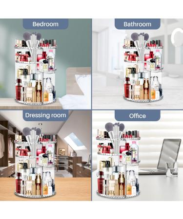 Vinmoso Rotating Makeup Organizer - Adjustable Cosmetic Storage for Dresser and Vanity - 4 Trays Perfume and Cosmetics Organizer - Buy Online on GoSupps.com