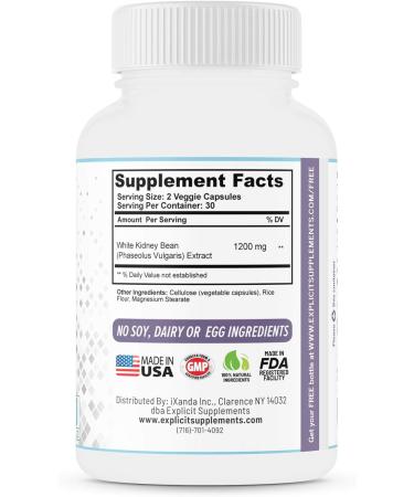 eXplicit Supplements Max Strength Keto Carb Blocker 1200mg - Minimize Cheat Meals - USA Made - 60 Caps - Buy Online on GoSupps.com