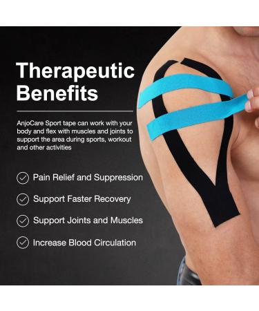 AnjoCare Kinesiology Tape for Muscles & Joints - Black & Blue Uncut Tape for Sports & Injury Recovery - Buy Online on GoSupps.com