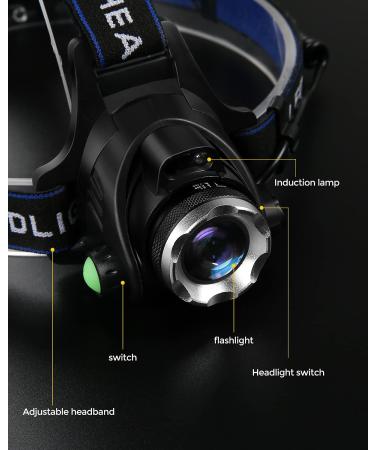 CUGHYS Rechargeable LED Headlamp | 4 Modes, Waterproof, Adjustable Headband | Camping, Hiking, Hunting | Black - Buy Online on GoSupps.com