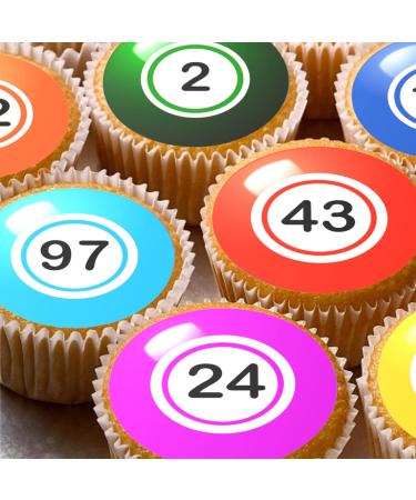 24 edible PRE CUT Bingo style kids childrens party decorations Wafer Paper Cupcake Fairy Cake Toppers
