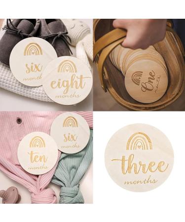 14 Pieces Wooden Baby Milestone Cards milestone Baby Cards Double Sided Milestone Discs Baby Gift Sets for Newborn Infants 0-12 Months Baby Shower Growth Recording - Buy Online on GoSupps.com