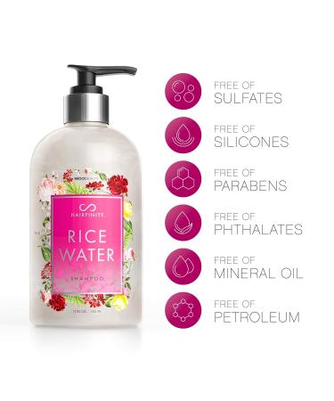 Hairfinity Rice Water Shampoo - Silicone & Sulfate Free Growth Formula for Damaged Dry Curly & Frizzy Hair - 12oz Thickening Solution Safe for Keratin & Color Treated Hair - Buy Online on GoSupps.com