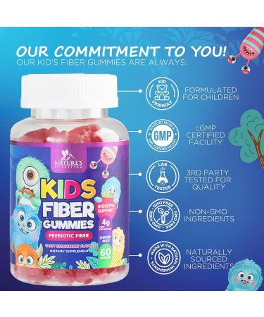 Kids Fiber Gummies - Daily Prebiotic Supplement for Digestive Health - Plant Based, GMO Free, Berry Flavor - 60 Count - Buy Online on GoSupps.com